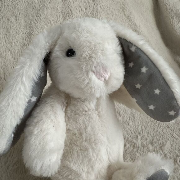 World's Softest Plush 9” Bunny White Rabbit Gray Feet Ears Stars Stuffed Animal - Picture 2 of 5